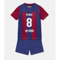 Echipament fotbal Barcelona Pedri Gonzalez #8 Tricou Acasa 2023-24 pentru copii maneca scurta (+ Pantaloni scurti)